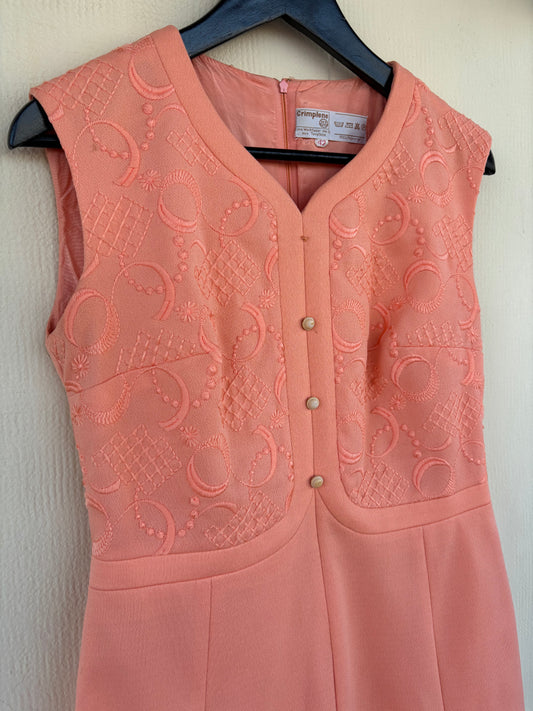 Vestido 60s Bordado Coral