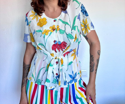 Camisa 80s Florecitas